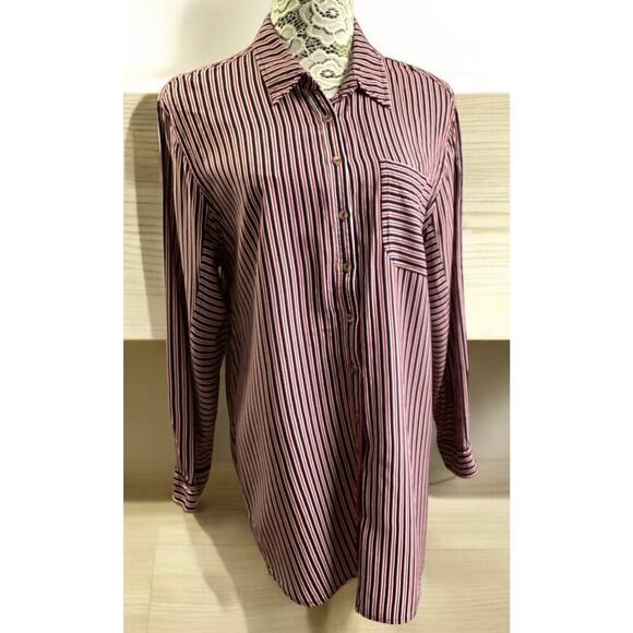 Maeve Anthropologie striped button-down shirt size L - Picture 1 of 5